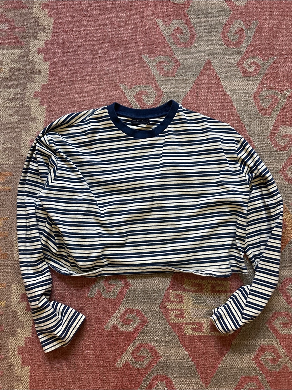 ASOS Navy & White Striped Crewneck Sweater